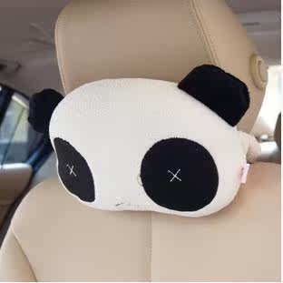 德纳里 汽车头枕可爱卡通护颈枕 车枕车用腰靠垫 熊猫头枕 抱枕被