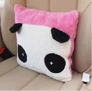 德纳里 汽车头枕可爱卡通护颈枕 车枕车用腰靠垫 熊猫头枕 抱枕被