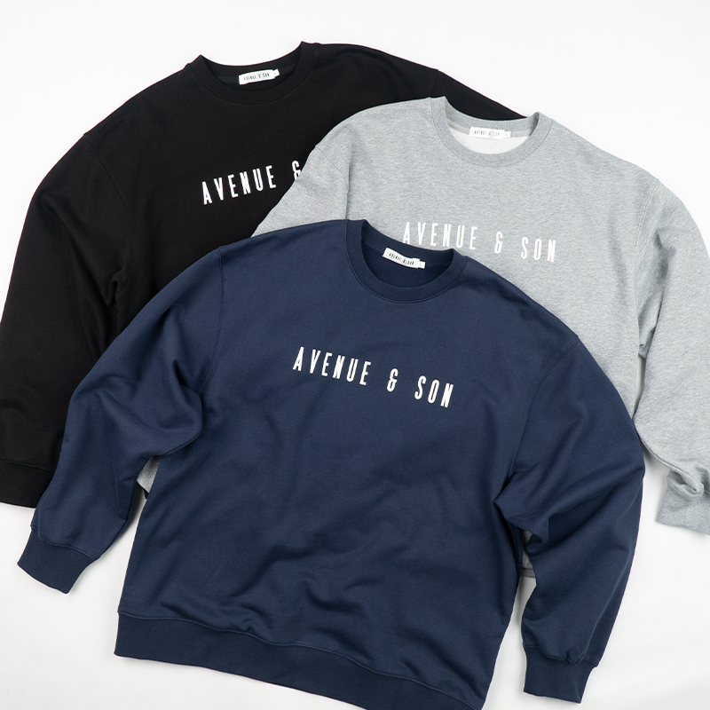AVENUE&SON大道之子2024秋冬经典字母LOGO套头加绒线圈绒卫衣