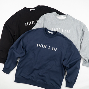 AVENUE&SON大道之子2024秋冬经典 字母LOGO套头加绒线圈绒卫衣