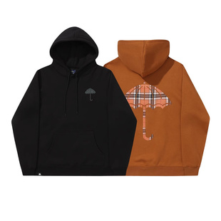 HOODIE宽松格子雨伞加绒连帽帽衫 PLAID Helas 卫衣 法国