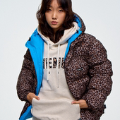 AVENUESON大道之子2025秋冬奶牛黑蓝豹纹双面穿3M新雪丽棉服