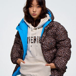 AVENUESON大道之子2025秋冬奶牛黑蓝豹纹双面穿3M新雪丽棉服