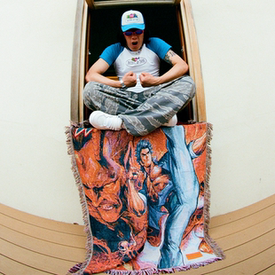 AVENUESON大道之子2025酒红色龙虎门漫画满印居家毛毯毯子