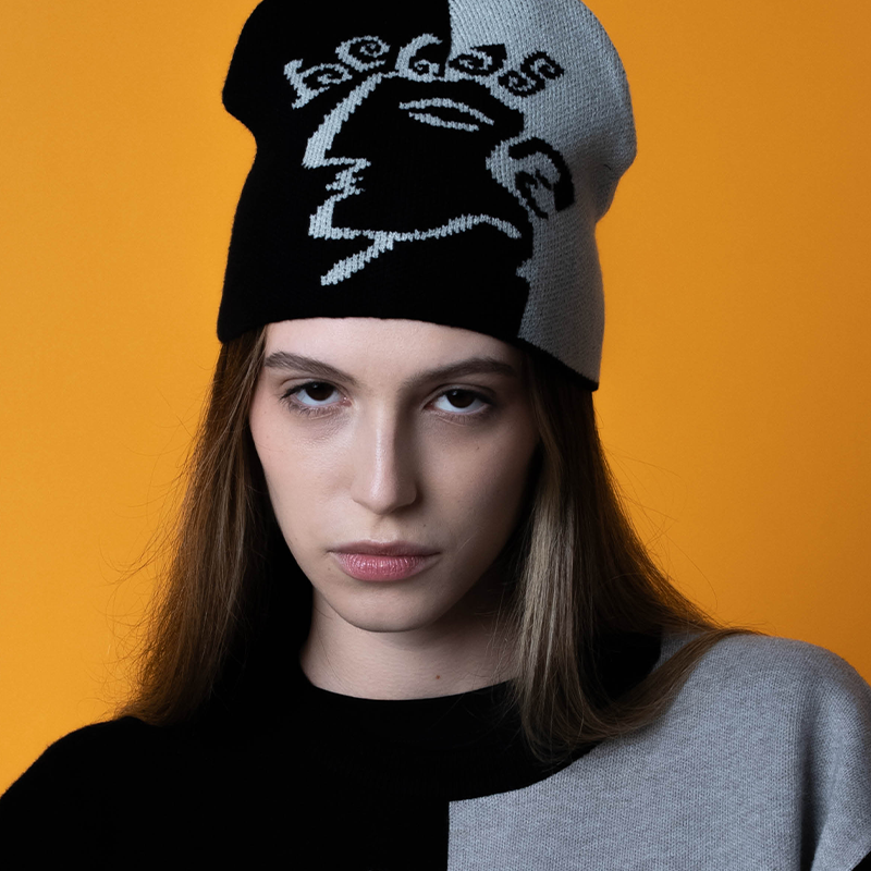 【法国】HELAS 25WIN DIEU GREC BEANIE 黑灰拼接希腊神冷帽线帽