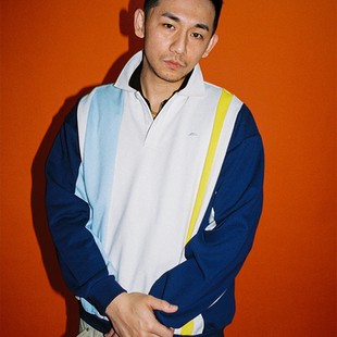 26SP HELAS CARLITO SWEAT POLO衫 POLO蓝白黄拼接长袖 法国