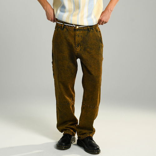 【法国】HELAS 26SP BRONY UTILITY JEANS棕色水洗刺绣牛仔裤