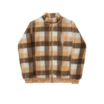 Helas米黄色立领羊羔夹克