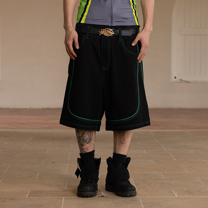 AVENUESON大道之子2025双色明线撞色牛仔短裤