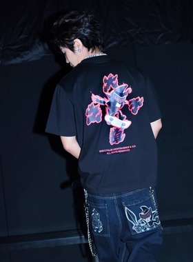 AVENUE&SON2025False knight联名马伯骞同款双色纯棉短袖T恤