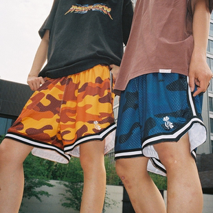 AVENUESON大道之子2025双色迷彩刺绣休闲运动短裤 运动裤