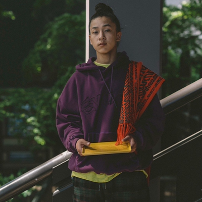 EVISEN 25FW ARCH LOGO PATCH HOODIE四色弧形刺绣LOGO连帽卫衣