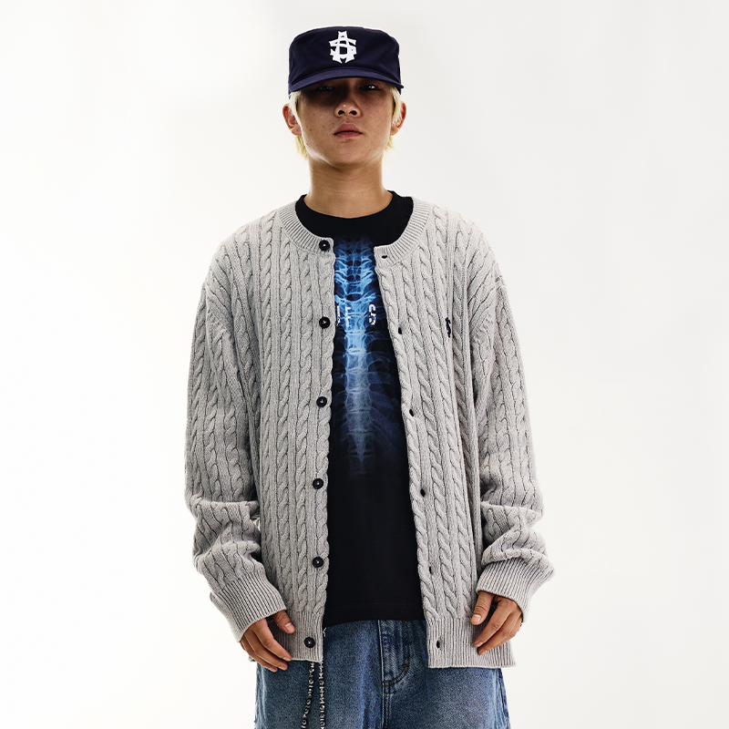 AVENUESON大道之子2025秋冬双色针织提花保暖开衫