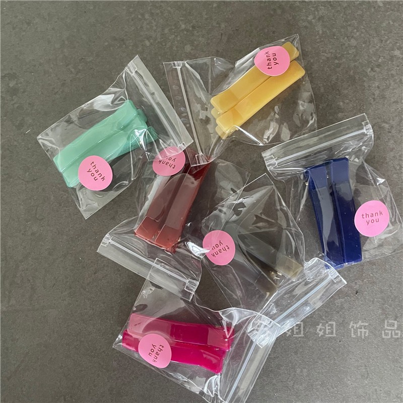 韩版质感彩色果冻长方形发夹对夹