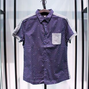 SELECTED斯莱德商务正装尖领薄款纯棉修身夏季流行短袖半袖衬衫