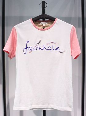 SELECTED斯莱德新款夏季日常纯棉圆领字母白色休闲短袖半袖T恤