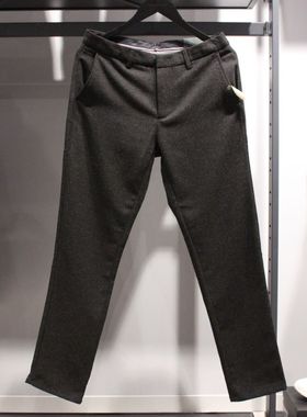 SELECTED斯莱德冬季青年商务长裤深灰色羊毛混纺毛呢加厚休闲裤