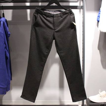 SELECTED斯莱德冬季青年商务长裤深灰色羊毛混纺毛呢加厚休闲裤