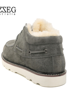 OZZEG马丁靴男秋冬加绒加厚皮毛一体雪地靴真皮东北保暖棉短靴子