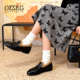 OZZEG2025秋冬新款 女加绒皮毛一体软底单鞋 kelly扣时尚 保暖乐福鞋