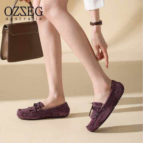 夏季浅口真皮软底孕妇豆豆鞋