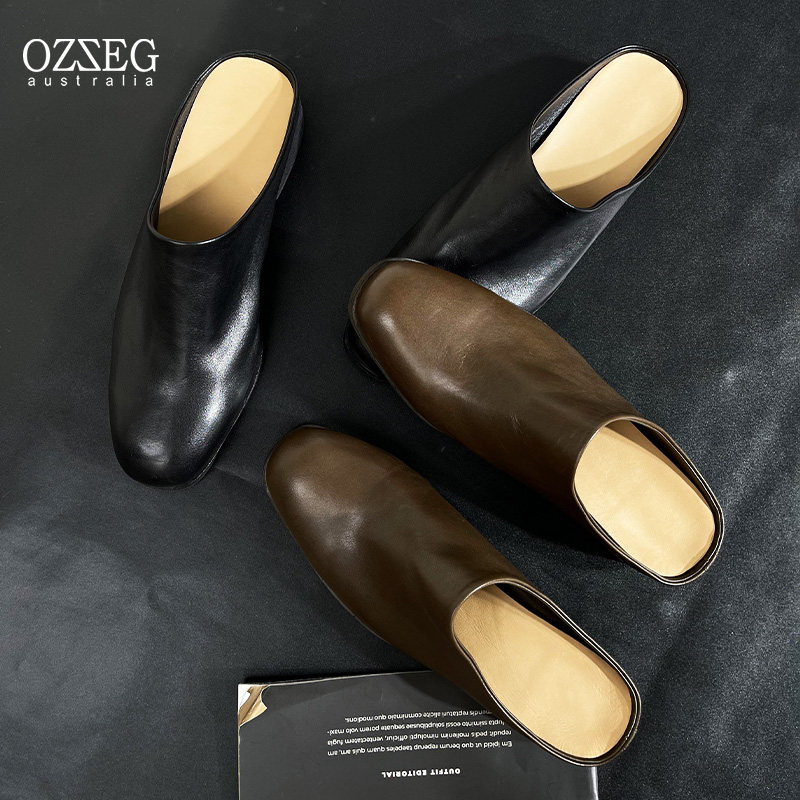 平底一脚蹬时尚法式温柔羊皮拖鞋