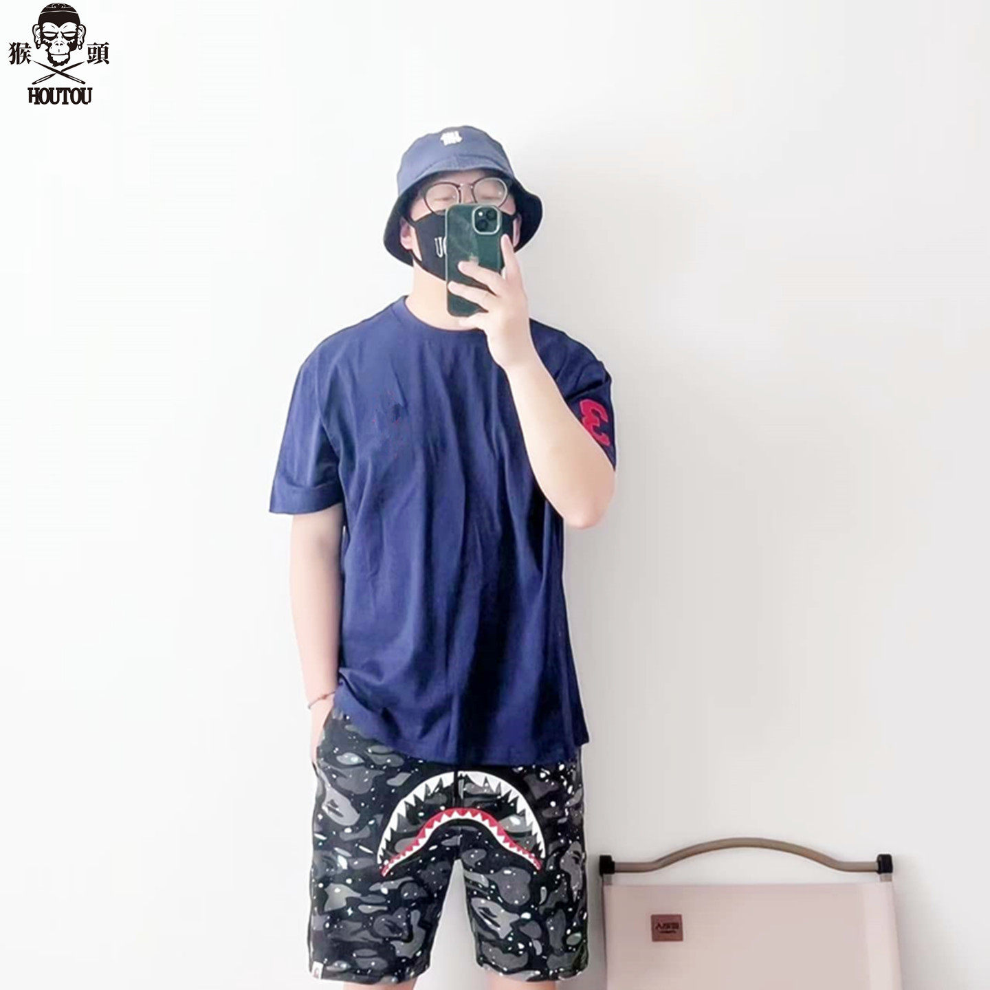 HOUTOU2026夏装3号数字短袖T恤男女圆领纯棉10后青年爱心刺绣国潮
