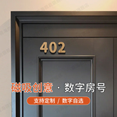 高级感家用胡桃木质3D立体数字门牌号码 牌定制创意入户门住宅公寓宿舍房间磁吸房号牌轻奢酒店包厢标识牌贴牌
