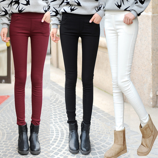 外穿女士高腰小脚裤 保暖女裤 修身 秋冬季 松紧腰长裤 加绒加厚打底裤