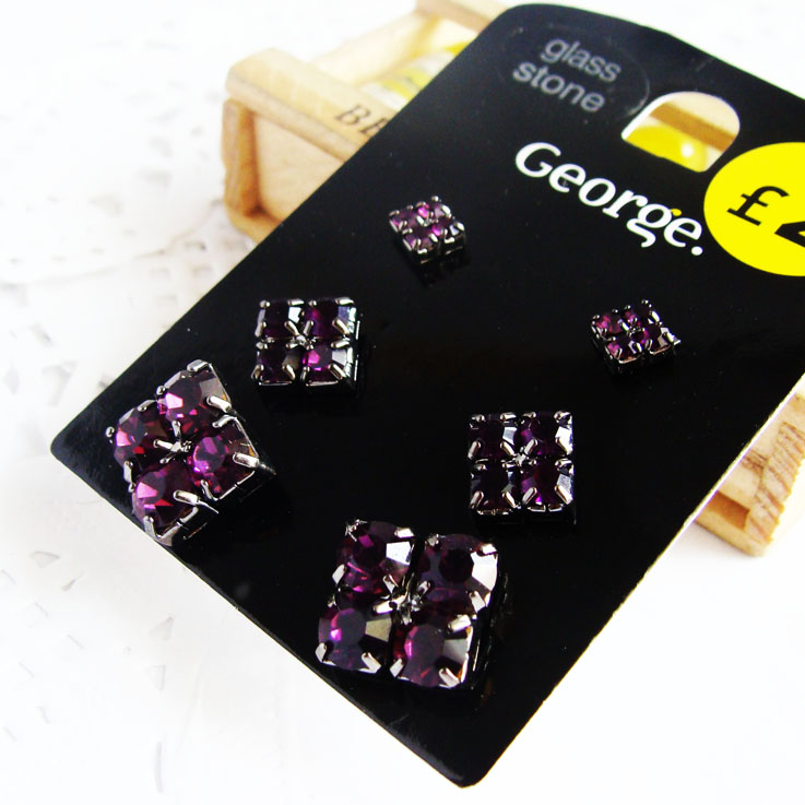 欧美风组合紫钻饰品耳钉