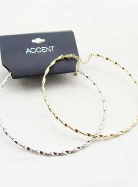 欧美热销金银两色螺纹男女款项圈