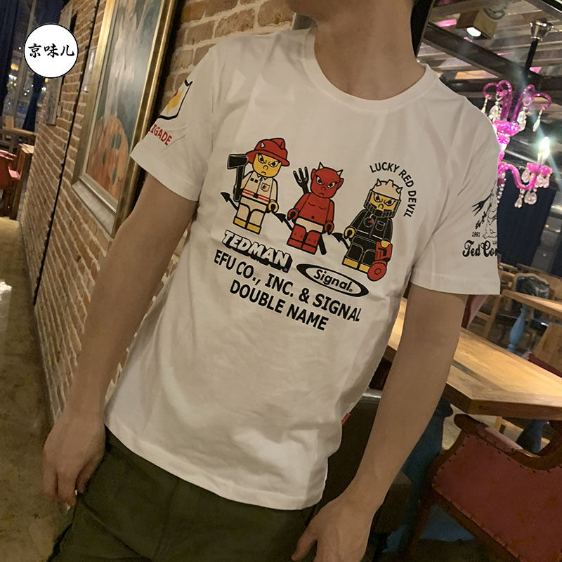 日系复古小恶魔烫钻ins短袖t恤