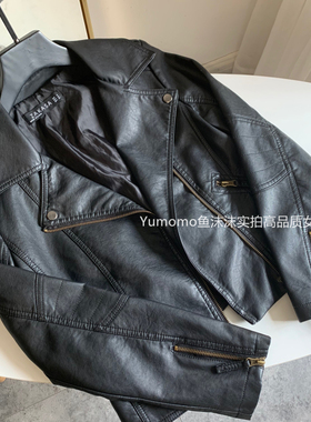 特价回馈！高性价比帅气显瘦机车水洗柔软pu短款皮衣外套夹克女春