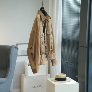 短外套女风衣春季 工装 982N 复古港风休闲撞色翻领收腰长袖 虫小小