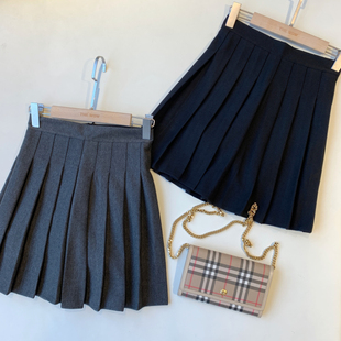 THEWOW少女感元 加厚毛呢料显高显瘦A字百褶半裙短裙秋冬女 气满满