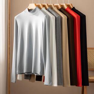 新版加强！珍珠山羊绒共混打底衫女秋冬内搭发热半高领高领针织衫