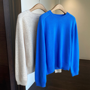 毛衣女2025新款 AMR 慵懒范显瘦纯色圆领羊毛衫 显白减龄 秋冬