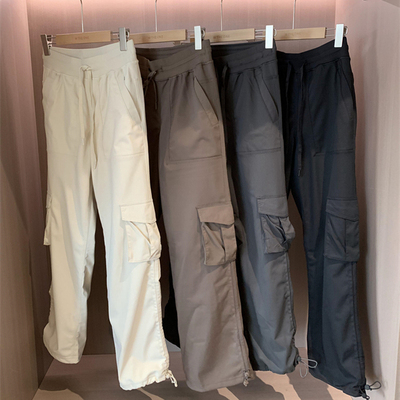 直筒加绒工装裤高腰显瘦休闲裤女