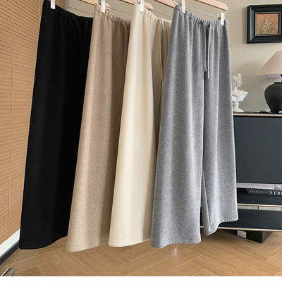 一片式直筒休闲卫裤女窄版阔腿裤