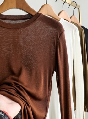 HIGH  MOMO  高阶货!轻薄款  零负担弹力 天丝羊毛 圆领长袖T恤