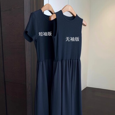 无袖/短袖小黑裙长款女连衣裙