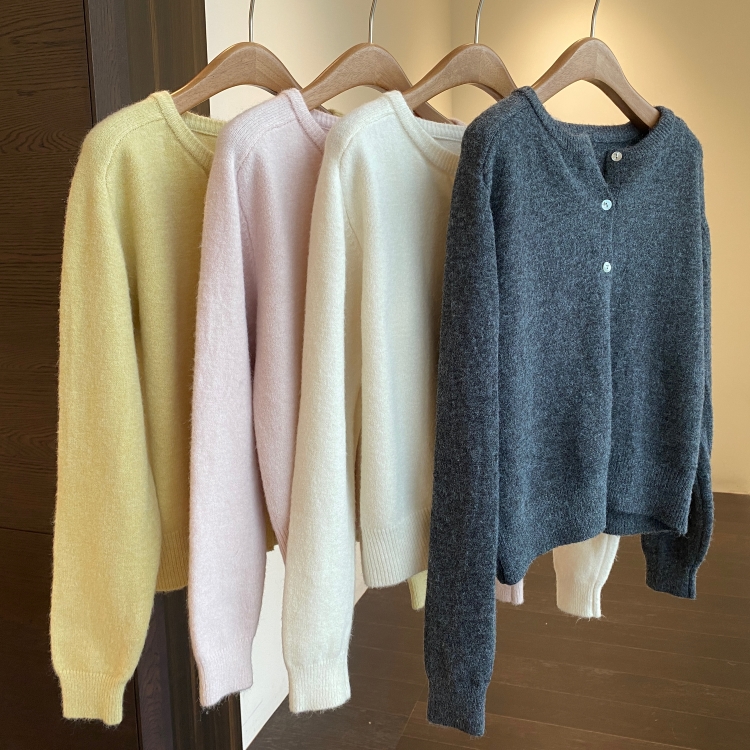 AMR UU◆好美～定染糖果色简约保暖厚实针织开衫外套女秋冬2025新