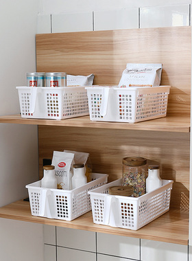 533AAD.外贸原单带手柄收纳篮 厨房酱油篮 杂物整理筐 白色小号