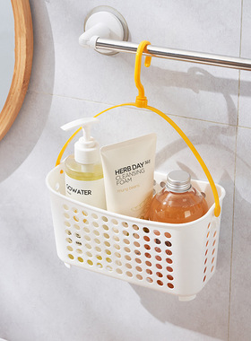 KM日式卫生间收纳篮挂式挂篮洗漱创意架收纳单钩浴室吊蓝挂置物篮