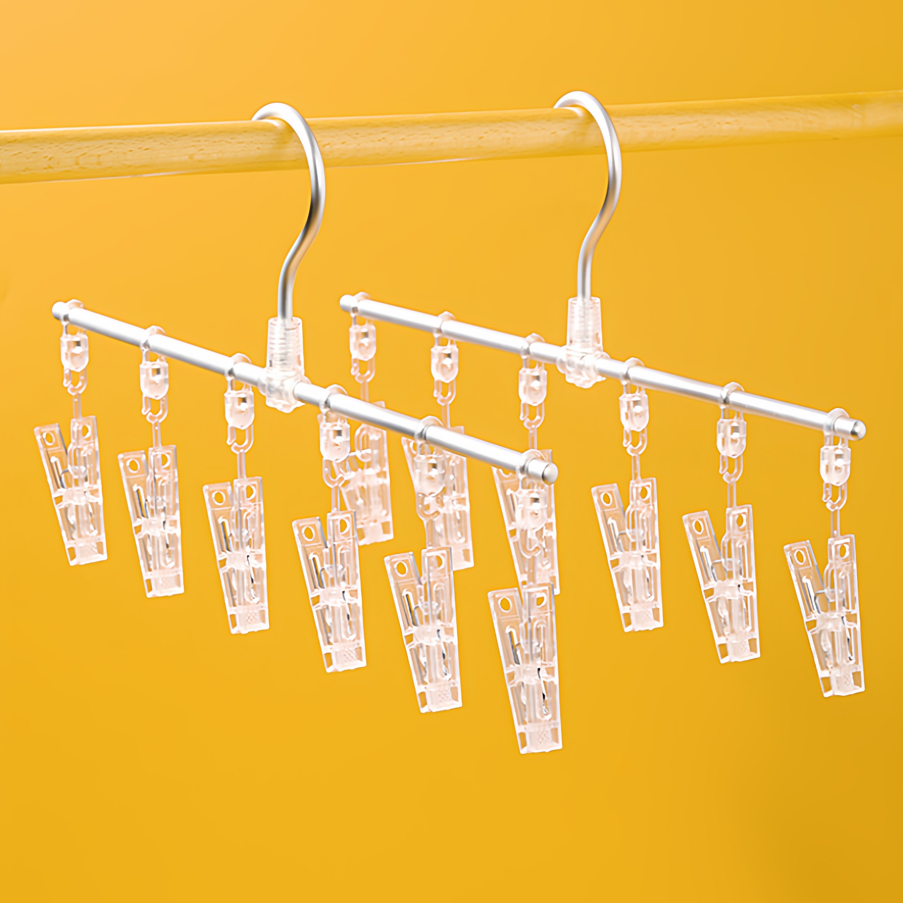 姆鸡日式 铝合金晾衣架一字型阳台内衣袜子晾晒夹子家用挂衣架,收纳整理,袜子架,淘宝优惠券,粉丝福利购,淘宝优惠卷