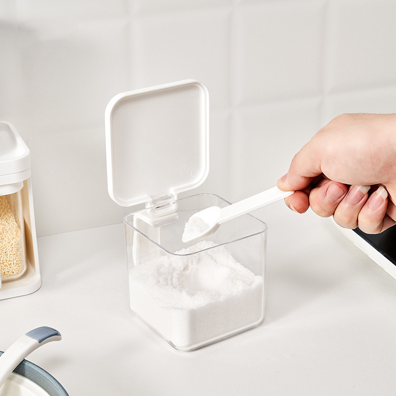 带勺味精盐收纳盒子厨房调料罐