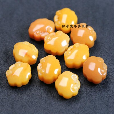 14x16mm天然金丝玉宝宝锁吊坠 DIY手链手链配饰