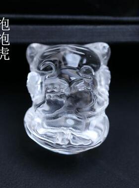 20x28mm天然白水晶抱抱虎吊坠 生肖虎吊坠