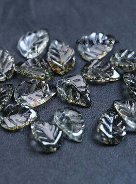 12x17mm天然发晶树叶 DIY手链项链发簪配饰