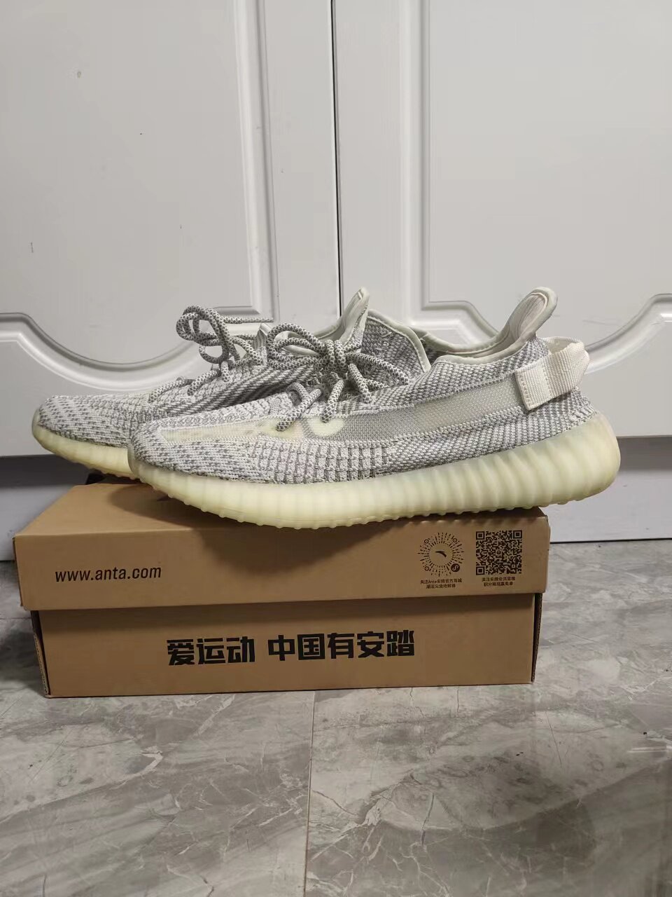 0001鞋男女夏季yeezy350v2满天星冰蓝情侣运动鞋飞织网面跑步鞋子